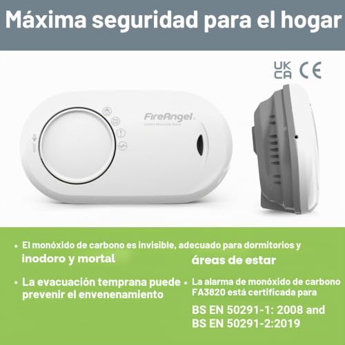FireAngel FA3820 alarma de monóxido de carbono transparente con batería integrada 4