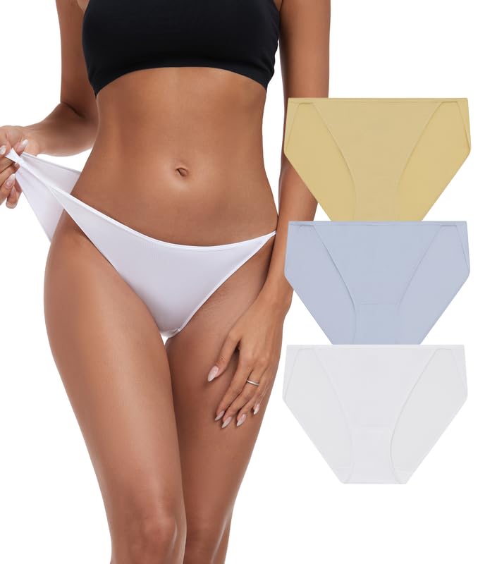 ANLIQI Women’s High Cut String Bikini Underwear Soft Modal Low Rise No Show Panties Plus Size Bikini Panties Multi Pack