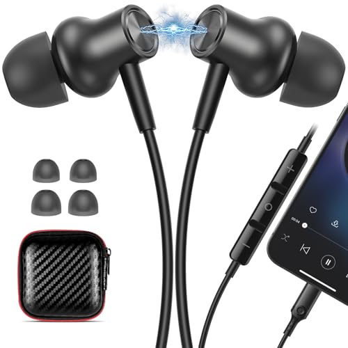 ACANDYA Wired Headphones for Apple iPhone 14 13 Pro MFi-Certified Cord Earbuds for iPhone 12 Pro Max 11 XS Max XR XS SE 8 Plus Earphones Built-in Microphone Volume Control Magnetic Headsets Gunmetal