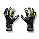 Storelli Silencer Menace Goalkeeper Gloves | Soccer Goalie Gloves with Finger Spines | Enhanced Finger and Hand Protection | Black & Yellow | Size 9