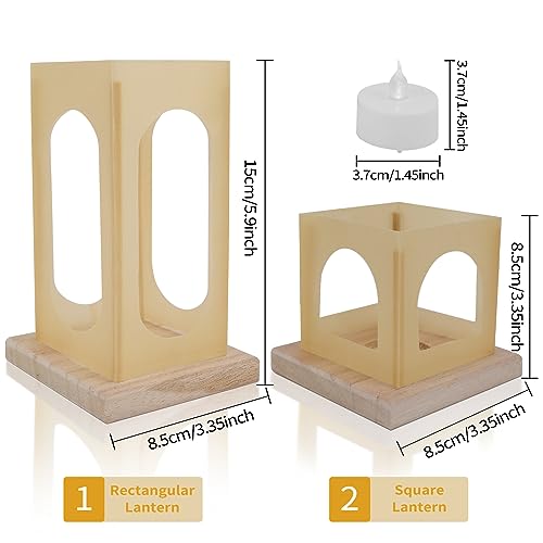 Image of Mini Lanterns with Flameless LED Candles,6Rectangle +6Square Sets of Decoration Candle Lanterns,Wedding Centerpieces for Tables,Use for Halloween,Christmas,Pool,Cowboy Party (Gold)