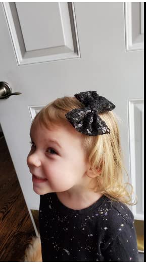 Miniatura 2 de 16 lazos de lentejuelas reversibles de 5 pulgadas con pinzas de cocodrilo para el cabello con lentejuelas brillantes, lazos para el pelo para niñas