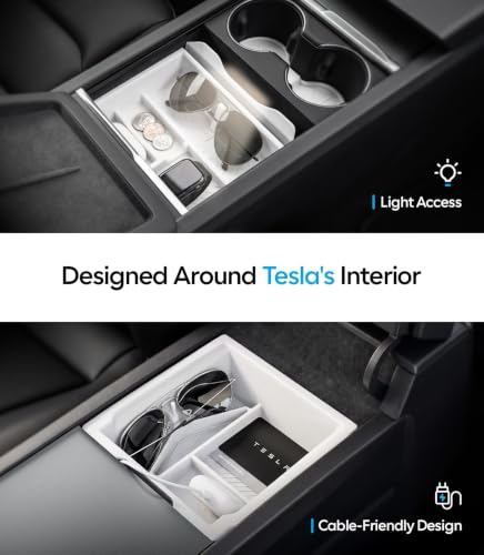 Image of Wigoo for 2026 Tesla Model Y /3 /YL Accessories Console Organizer 4PCS White