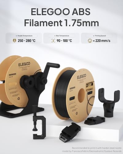 Image of ELEGOO ABS Filament 1.75mm Green 1KG, Heat Resistant 3D Printer Filament High Toughness & Impact Resistance, 1kg spooll(2.2lbs) Fits for Most FDM Printer