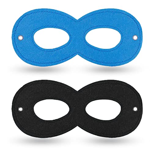 Superhero Felt Eye Masks Halloween Dress Up Masks Half Mask For Cosplay Masquerade Christmas Birthday Party With Adjustable Elastic Rope (Black + Blue) #TOP8