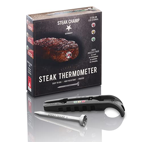 SteakChamp 3c black, The Steak Thermometer, 3-color LED Thermometer - Version 2021