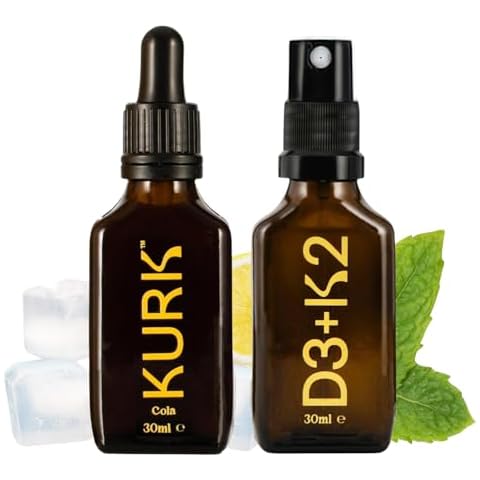 High Strength Liquid Curcumin Oil from Turmeric (Cola 1 Fl Oz) and Vitamin D3 K2 Oral Spray (Peppermint 1 Fl Oz) Bundle Cover
