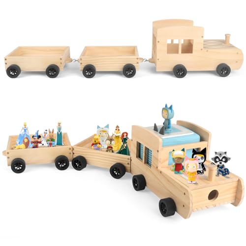 Image of Train for Tonies Box 1 /2 Organizer Storage Shelf, Wooden Bus Magnetic Storage Holder for Toniebox Player Tonies Figures Characters for Children, Display Collection 20~30 Tonie Box Characters