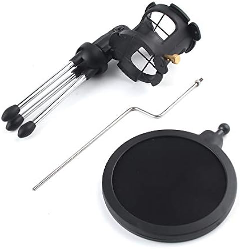 Mikrofonstativ Faltbare Tischmikrofonhalterung mit Mikrofonhalterung fA r StoAYdA mpfer und Pop-Filter Schwarz