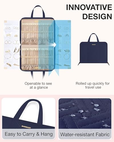 Bolsa portátil para joyas con compartimentos transparentes plegables que evitan nudos 5