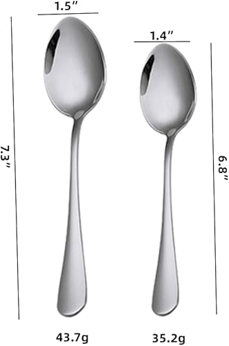 Miniatura 2 de Juego de 20 cucharas de cena de 6.8 pulgadas y 7.3 pulgadas, cucharas de acero inoxidable, cucharadas pulidas con espejo, uso para el hogar, cocina