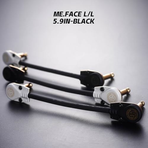 Samgool 5.9In ME.Face Pedal Cable, 1/4 Inch Angle/Angle Performance Effect Guitar Pedal Cable, Patch Cables (ME.Face Black) — view 2