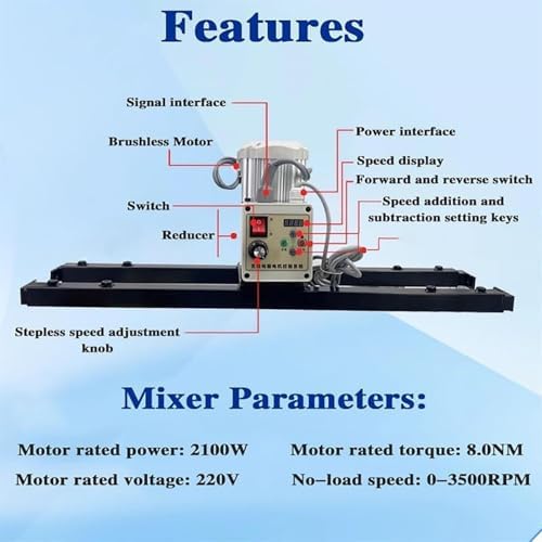 High Torque Electric Tank Mixer 264N, IBC Agitator for Paint & Viscous Liquids, Adjustable 200-3000 RPM, Heavy-Duty Stirring Machine, Efficient Mixing Solution