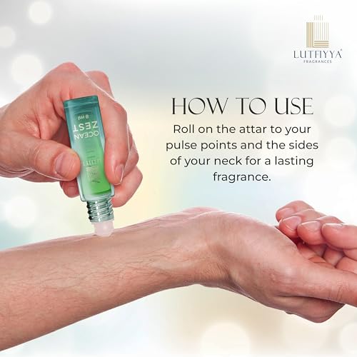 Image of Non-Alcoholic Attar Roll-On Perfume Oil (Pack of 2, 8ml Each) | Ocean Zest & Green Water | Long Lasting Fresh Aquatic & Floral Fragrance | Unisex Gift Set