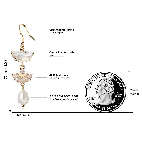 Art Deco Earrings – Emerald Green Drop Chandelier Jewelry for Women, 1920s Vintage Bridal & Wedding Statement Sterling Silver Earrings2