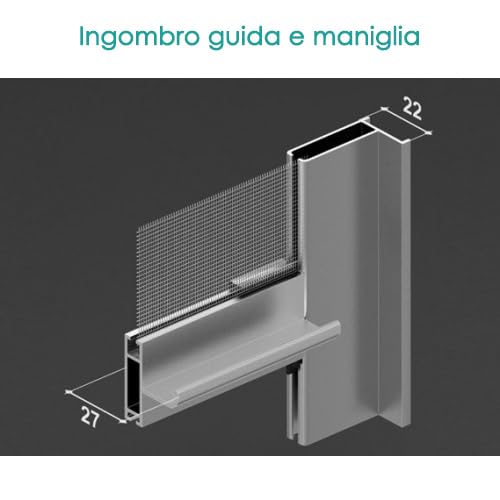 Zanzariera a Rullo Verticale con Catenella | Zanzariera per Finestra e Porte-finestre | con Rete in Fibra di Vetro | Antivento | Istruzioni in Italiano | Personalizzabile | Made in Italy