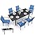 BUPPLEE 7-Piece Patio Dining Set with Expandable Rectangular Table (38"-84"), 6 Textilene Chairs, Outdoor Furniture for Garden, Deck, Backyard, Blue