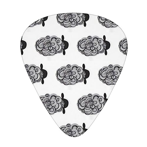 モダンブラックホワイト渦巻き羊 ギターピック Guitar Pick 12枚セット ティアドロップ型 エレキギター/アコースティックギター/クラシックギター/ベース等の練習に最適な12枚セット