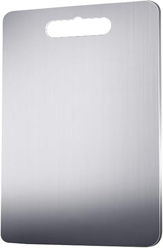 304 tablas de cortar de acero inoxidable para cocina, tabla de cortar de metal, tabla de cortar, de doble cara, cepillada y pulida, fácil de