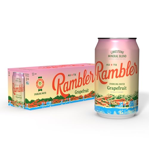 AUTX RAMBLER Grapefruit Sparkling Water, Limestone Mineral Blend, 12-Ounce Cans, 12-Pack