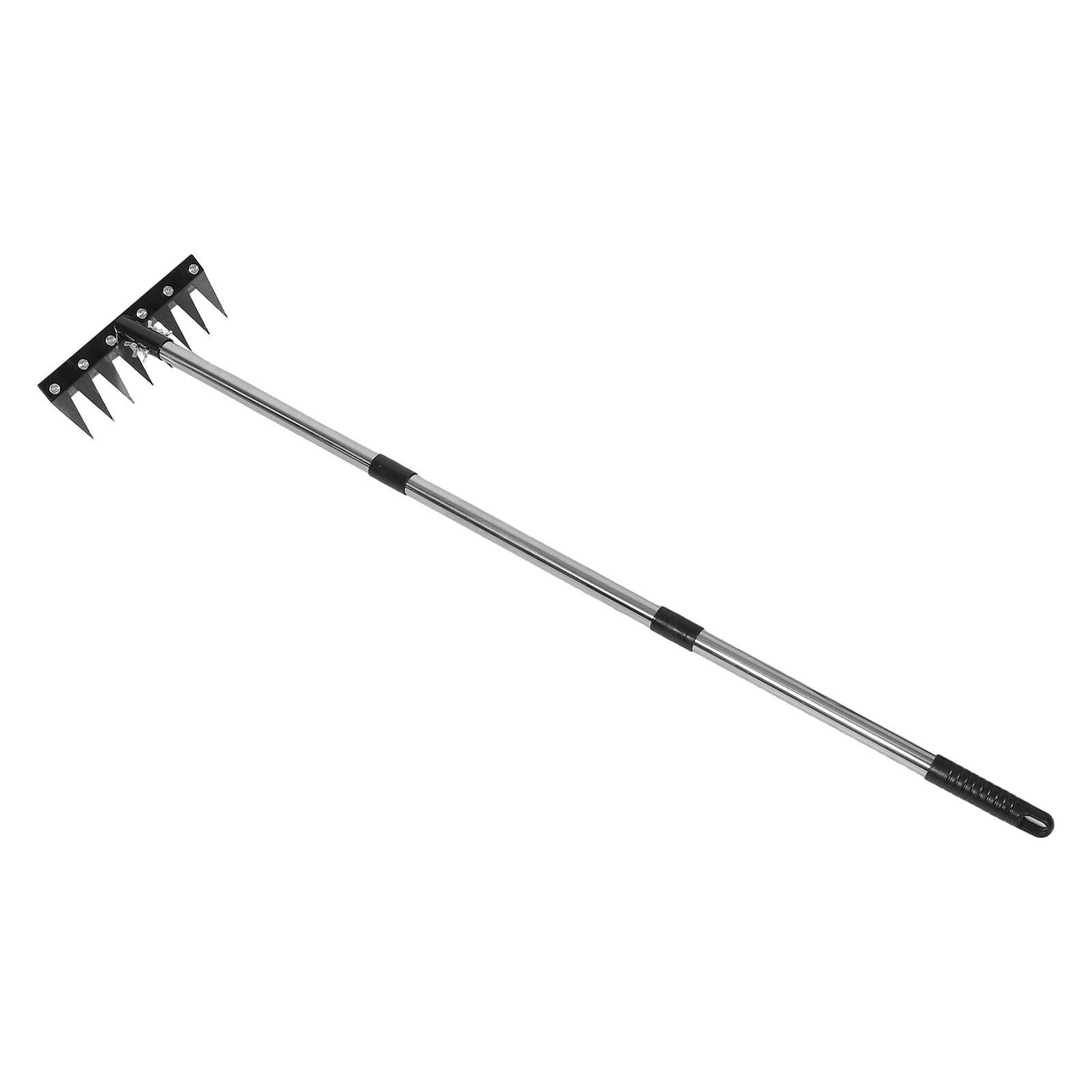 Kisangel Rastrillo de Jardín Ajustable de Aluminio y Plástico con 8 Púas para Eliminar Malas Hierbas y Escombros en Áreas de Jardinería y Comunidades