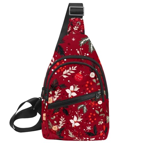Mochila cruzada de senderismo y viajes con estampado navideño para rutas al aire libre