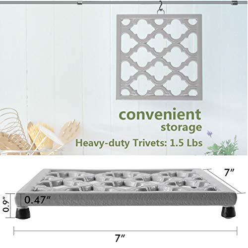Jogreful GRF-T0044GR Cast Iron Trivet, Square Metal Trivets thumb #5