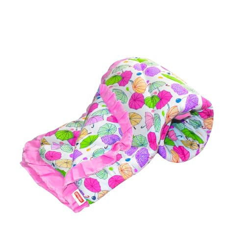 Image of VParents Cotton Crib Sheet for New Born Baby, Soft Cotton Godadi Set for Baby, Godari Bedding Sheet, Pink, Chunky