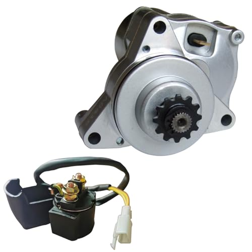 Image of 3 Bolt Starter Motor & Solenoid Relay for Taotao 125cc 110cc 100cc 90cc 70cc 50cc ATVs Dirt Bikes Go Karts Pit Bike Dune Buggy Sandrail Quad 4 Wheelers SSR Roketa Coolster Jonway SunL