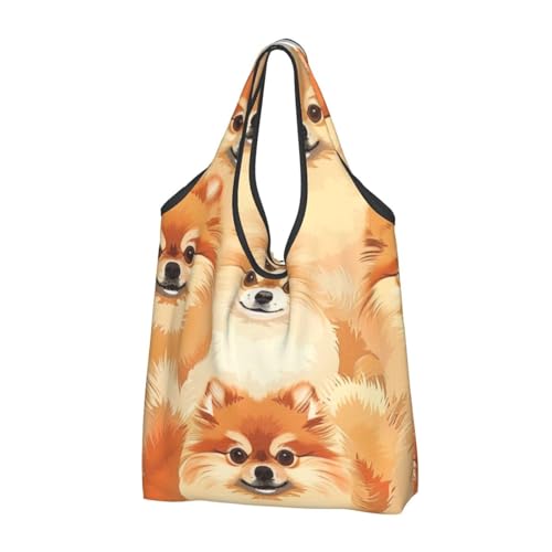 Sac de courses lavable en tissu Pomeranie pliable noir réutilisable pack de 3