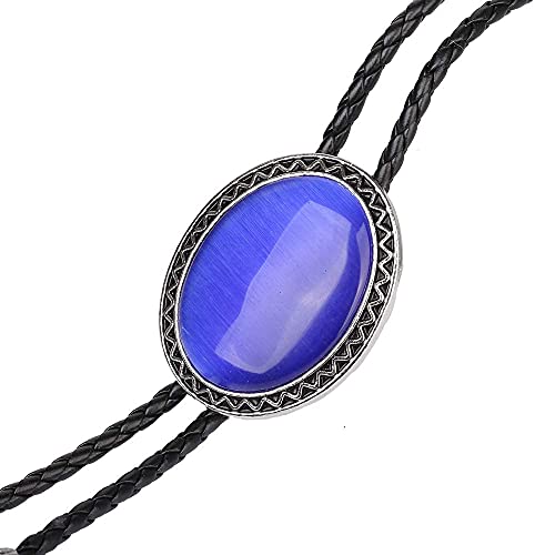Image of Turquoise Agate Granite BOLO Tie for Men Women Leather Wedding Necklace Western Cowboy Necktie