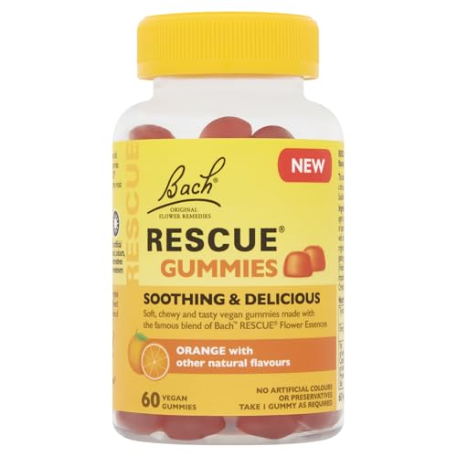 Rescue Remedy Orange Gummies (confezione da 60), essenze floreali naturali per giorni equilibrati, facili da assumere, vegane, lenitive e deliziose, adatte per tutta la famiglia, aroma arancione