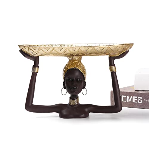 Brabud African Girl Tribal Lady Tray Statue Resin Tray For Candy Jewelry Ring Fruit, Living Room Dining Table Bedroom Shop Ornament Decoration Tqgjbs232 #TOP6