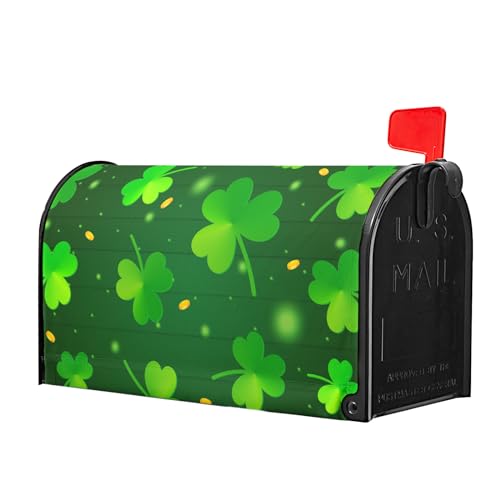 Image of St Patricks Day Mailbox Covers Magnetic Standard Size 18 X 21 Inch Green Shamrocks Mailbox Cover Spring Lucky Clover Magnetic Mailbox Wraps Holiday Post Letter Box Cover for Garden Yard Outside Decor