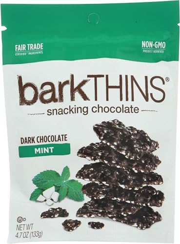 barkTHINS Dark Chocolate Mint Snacking Chocolate, Fair Trade and Non GMO, 4.7 oz Bag
