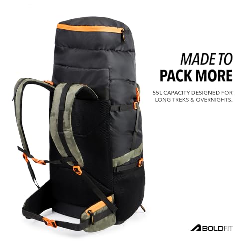 Image of Boldfit Rucksack Bags for Men & Women Trekking Bag Camping Travel Backpack for Men for All Luggage Pack Trekking Bag for Hiking, Travel Backpack