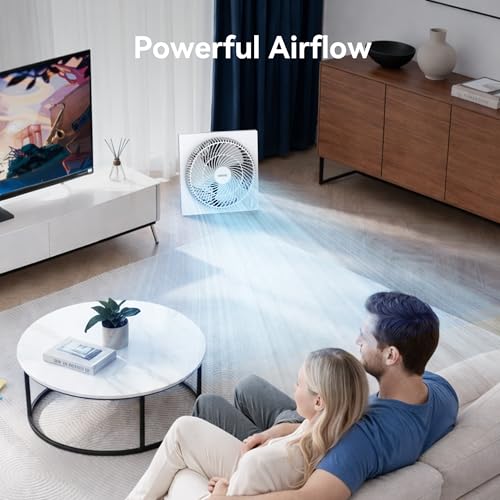 Image of shinic 9 Inch Frameless Box Fan, 3-Speed Lightweight Window Fan with ABS Plastic Housing, ETL Listed Small Cooling Fan for Bedroom, Home Office, Kitchen, Garage