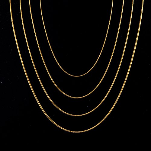 Gold Chain 18K Gold Plated Snake Chains For Necklace Jewelry Making 24Pcs 1.2Mm 16 18 20 24Inch (24Inch) #TOP4
