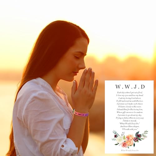 MOZAKA 21PCS WWJD Bracelets Pack Christian Gifts Adjustable Wristbands WWJD Jesus Bracelets Bulk What Would Jesus Do Bracelets with 21 Message Cards3