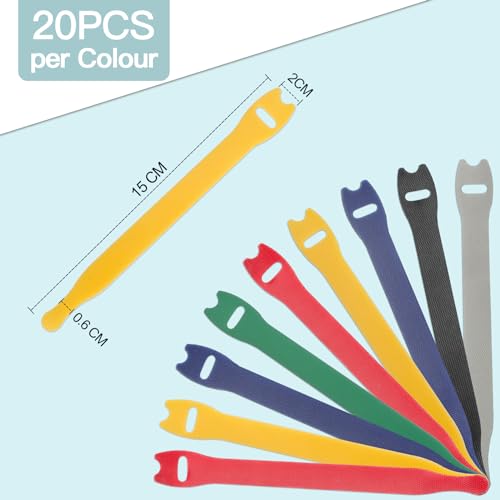 Zivacate 120 Stück Wiederverschließbare Kabelbinder aus Nylon – Klettband Kabelbänder für Kabelmanagement – Ideale Kabel Organizer für Schreibtisch Ladekabel, PC-Kabel – 6 Gemischte Farben