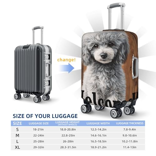 Poodle On Brown Wooden Board Elastic Travel Luggage Covers Dustproof Scratch-Resistant Suitcase Protector Fit 22-24 Inch4