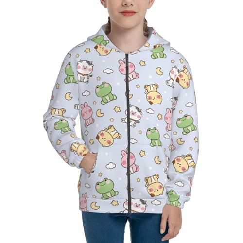 Cute Animals Cartoon Kid Hoodies Boys Zip Up Sweatshirts Girls Pullover with Pocket3