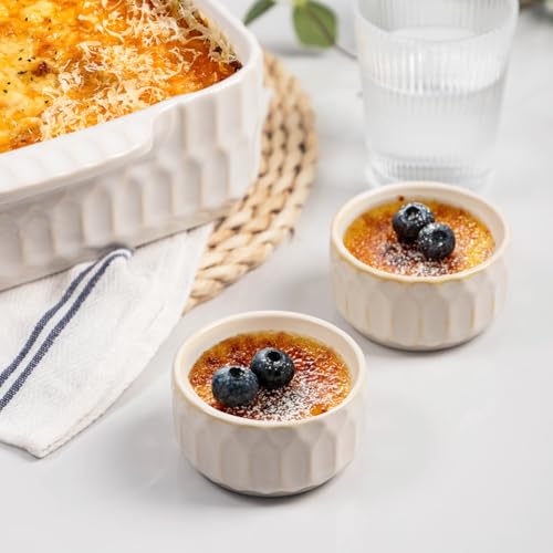 Ramekin Dish Set of 6, 4-6 OZ Ramekin for Creme Brulee, Lava Cake, Pudding, Souffle, Dishwasher and Oven Safe, Porcelain Ramekins for Baking Thanksgiving Christmas Gift for Women men - Thumbnail 6