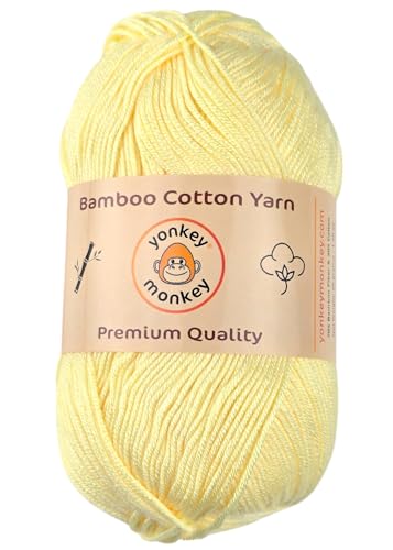 Image of 10-Pack of Yonkey Monkey 500 Grams Yarn - 70% Rayon derived from Bamboo, 30% Cotton - Imported - Milk Yellow 9009