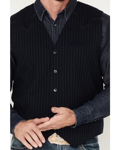 Men's Pinstripe Capone Wool Vest - Msho22v1-Nvy3