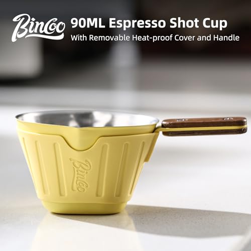 Vaso medidor espresso de acero inoxidable con mango de madera 90 ml miniatura 2