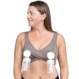 Larken X Nursing & Hands-Free Pumping Bra - Ultra Comfort & Convenience with Silky Soft, Stretch Fabric - Stone (M)