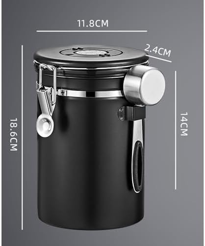 Airtight Coffee Canister – 22oz Stainless Steel Coffee Container with 2 tbsp Scoop & Date Tracker, Black – Food Storage Jar for Beans, Tea & Pantry Essentials - Thumbnail 2