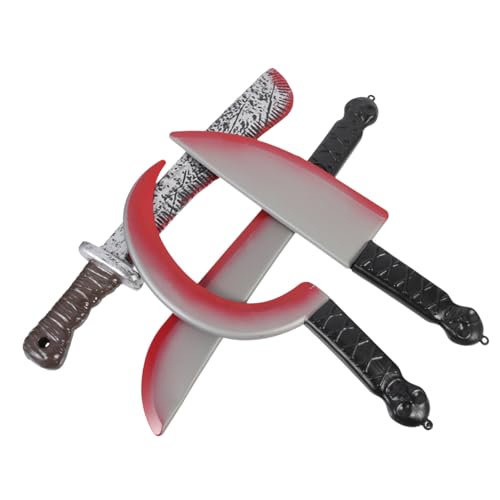FRCOLOR 4 pièces Set de Couteaux Factices Halloween Plastique Accessoires Rétro et Réalistes pour Décoration de Fête et Farces
