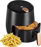 【Modernes und modisches Design】 Das LCD-Touchscreen-Design der Luftfritteuse ermöglicht das Kochen einer Vielzahl von Küchen nach Belieben. 1350 W Leistung, Hochgeschwindigkeits-Luftzirkulationsdesign für schnelles Kochen, multifunktionale Luftwanne, Set Gebraten/ gegrillt in einem.